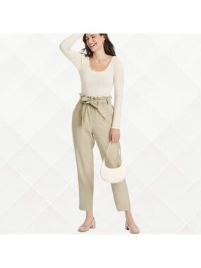 NWT A New Day Paperbag Tapered Ankle Pants • Beige • Size XS